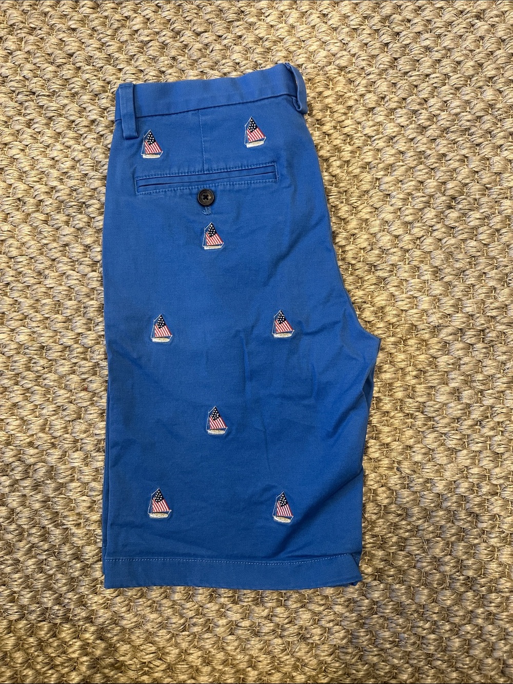 Vineyard Vines Blue Embroidered Flag Sailboat Kids Shorts